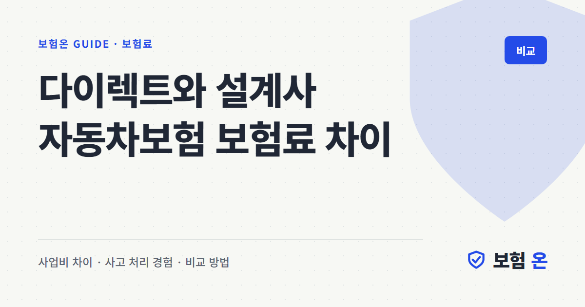 다이렉트와 설계사 자동차보험 보험료 차이