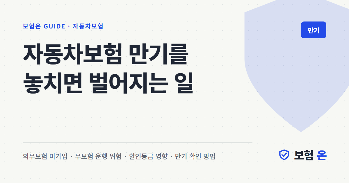 자동차보험 만기를 놓치면 벌어지는 일