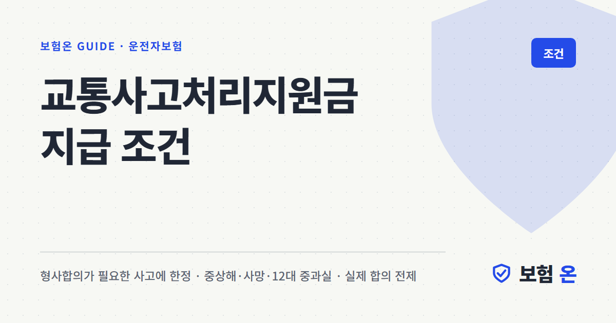교통사고처리지원금 지급 조건