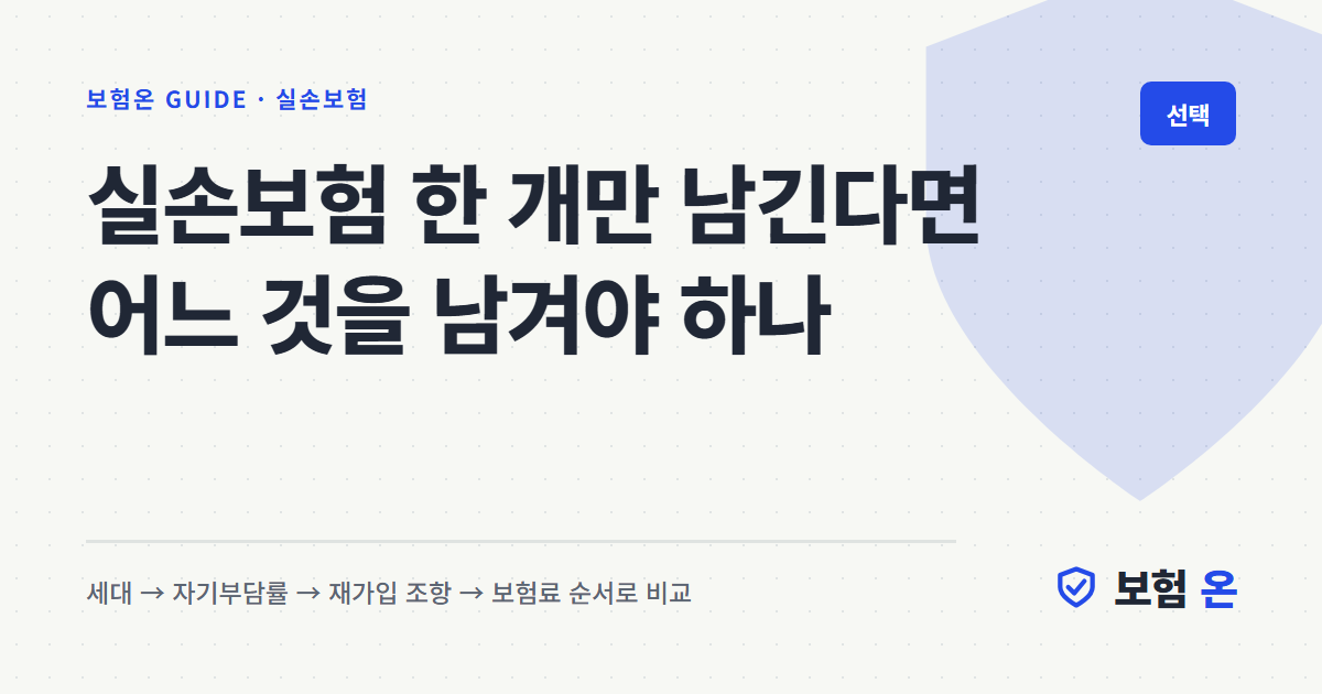 실손보험 한 개만 남긴다면 어느 것을 남겨야 하나