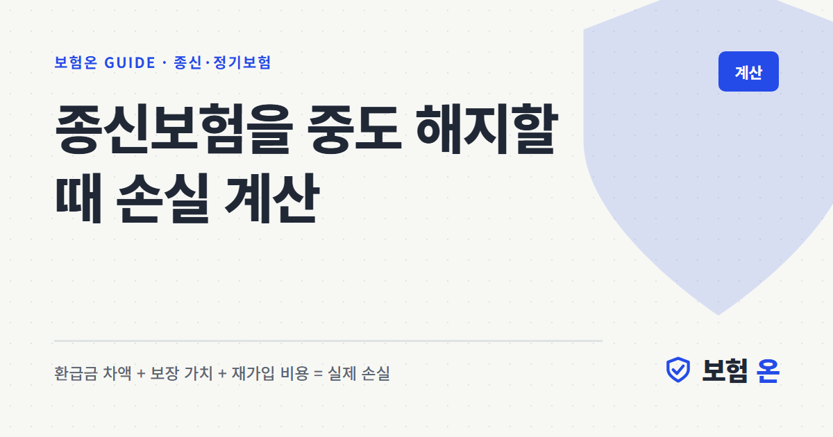 종신보험을 중도 해지할 때 손실 계산