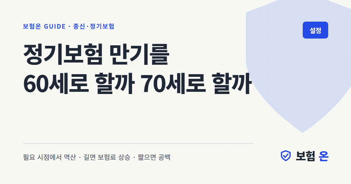 정기보험 만기를 60세로 할까 70세로 할까
