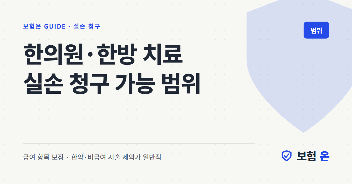 한의원·한방 치료 실손 청구 가능 범위