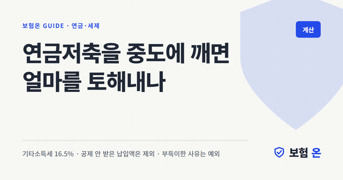 연금저축을 중도에 깨면 얼마를 토해내나