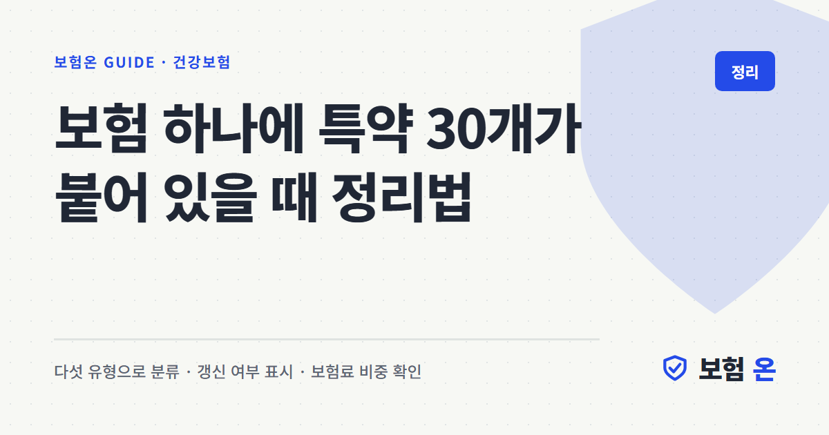 보험 하나에 특약 30개가 붙어 있을 때 정리법