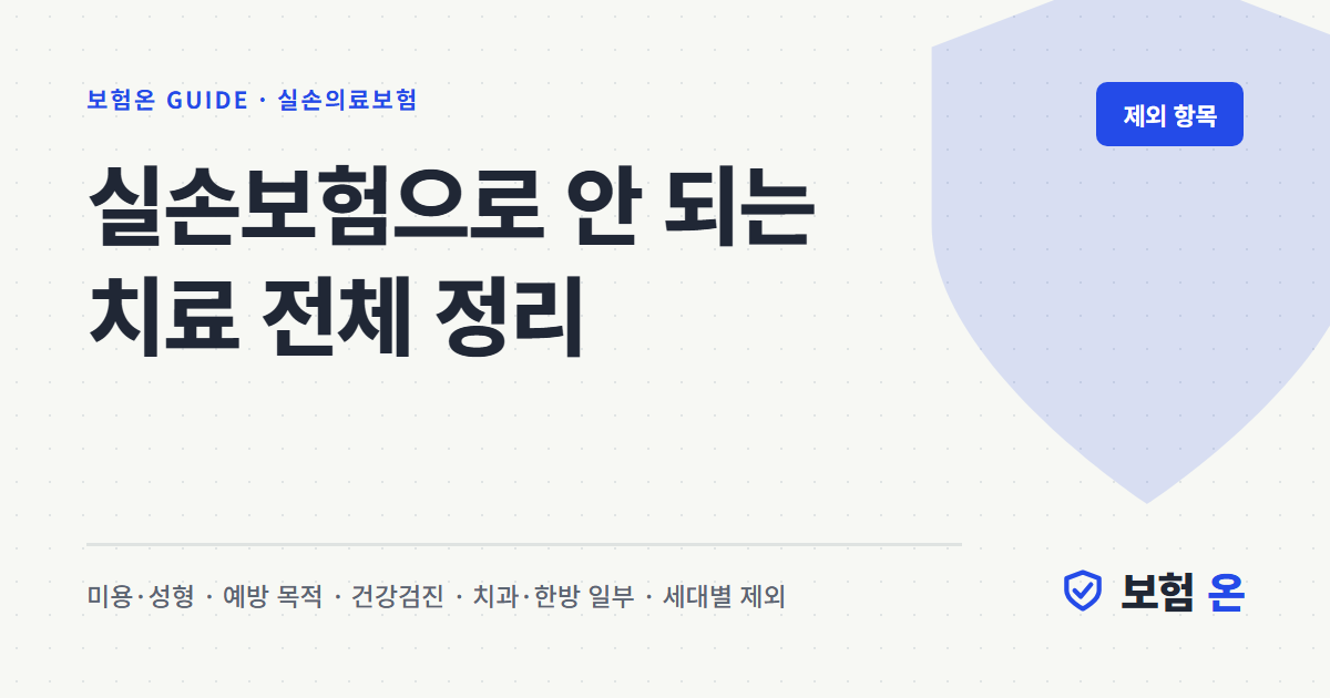 실손보험으로 안 되는 치료 전체 정리