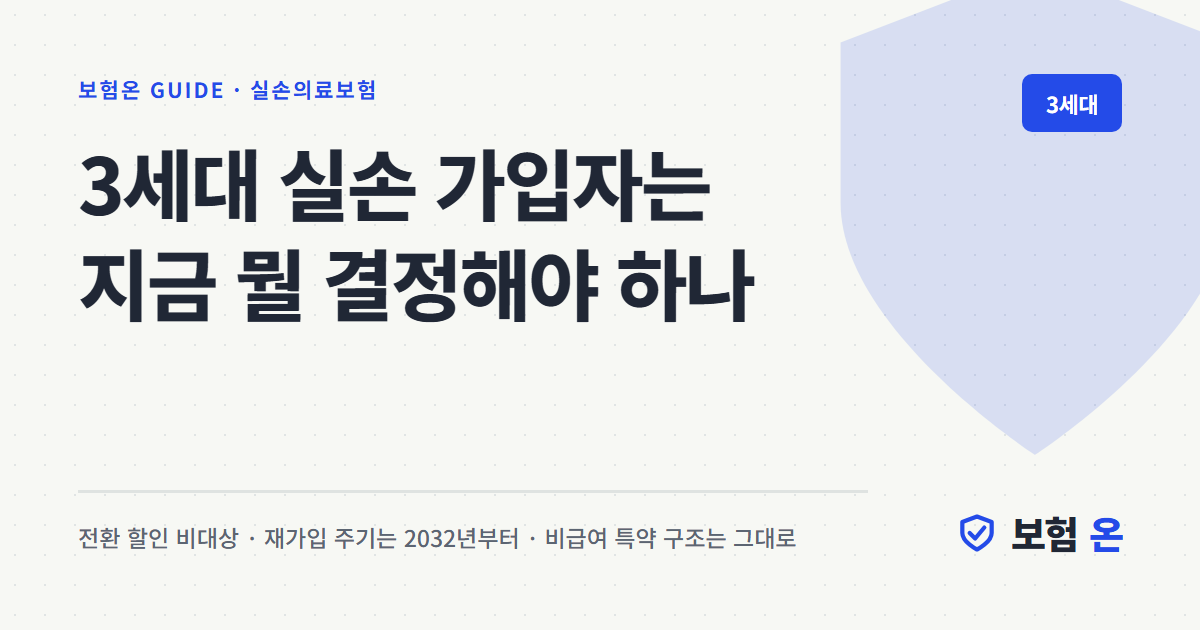 3세대 실손 가입자는 지금 뭘 결정해야 하나