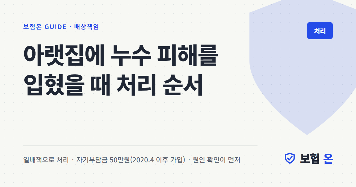 아랫집에 누수 피해를 입혔을 때 처리 순서